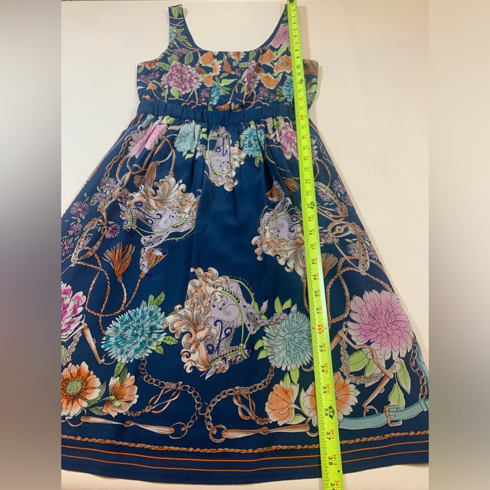 Anthropologie Moulinette Soeurs Mabel Floral Blue Silk Dress XS (L) - Picture 4 of 12